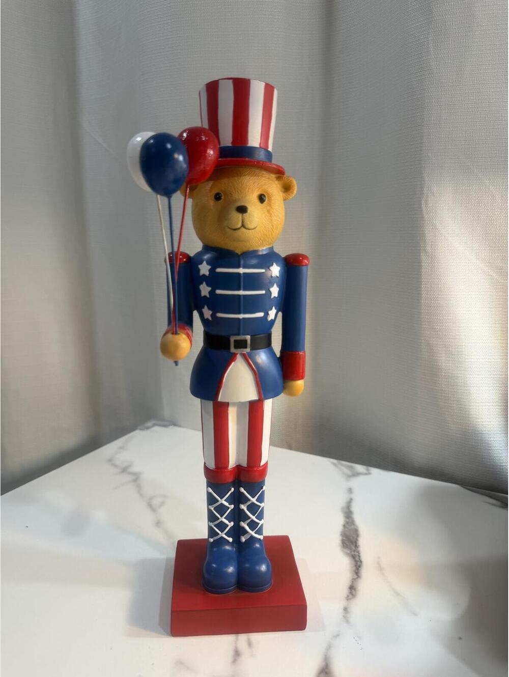 NWT Patriotic Nutcracker Teddy Bear Holding ballons 15